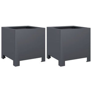 vidaXL Garden Planters 2 pcs Anthracite 30x30x30 cm Steel