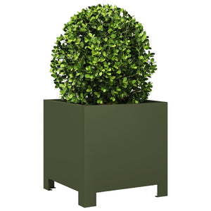 vidaXL Garden Planter Olive Green 30x30x30 cm Steel