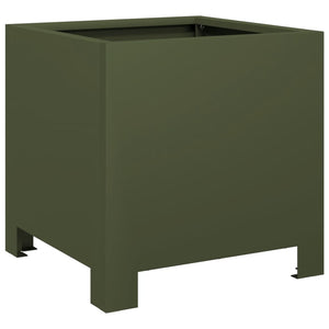 vidaXL Garden Planter Olive Green 30x30x30 cm Steel