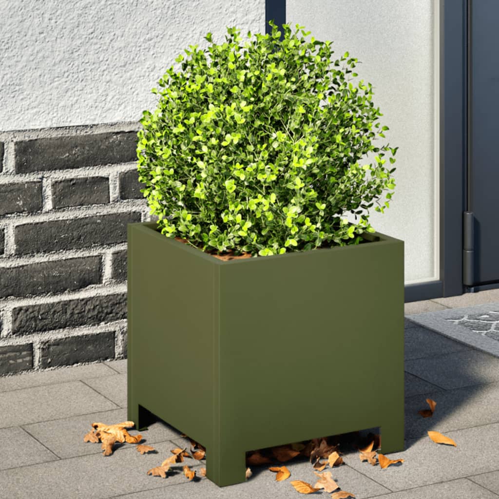 vidaXL Garden Planter Olive Green 30x30x30 cm Steel