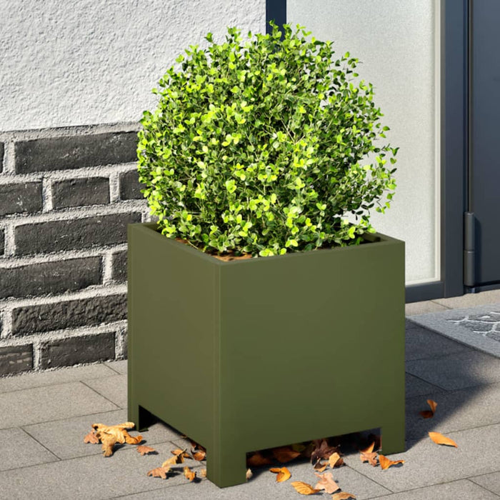 vidaXL Garden Planters 2 pcs Olive Green 30x30x30 cm Steel