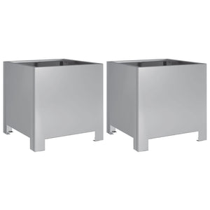 vidaXL Garden Planters 2 pcs 30x30x30 cm Galvanised Steel