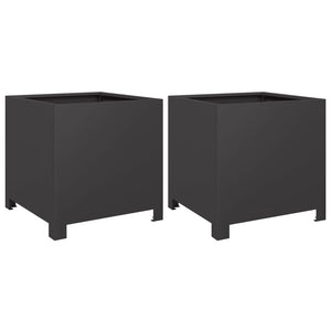 vidaXL Garden Planters 2 pcs Black 40x40x40 cm Steel