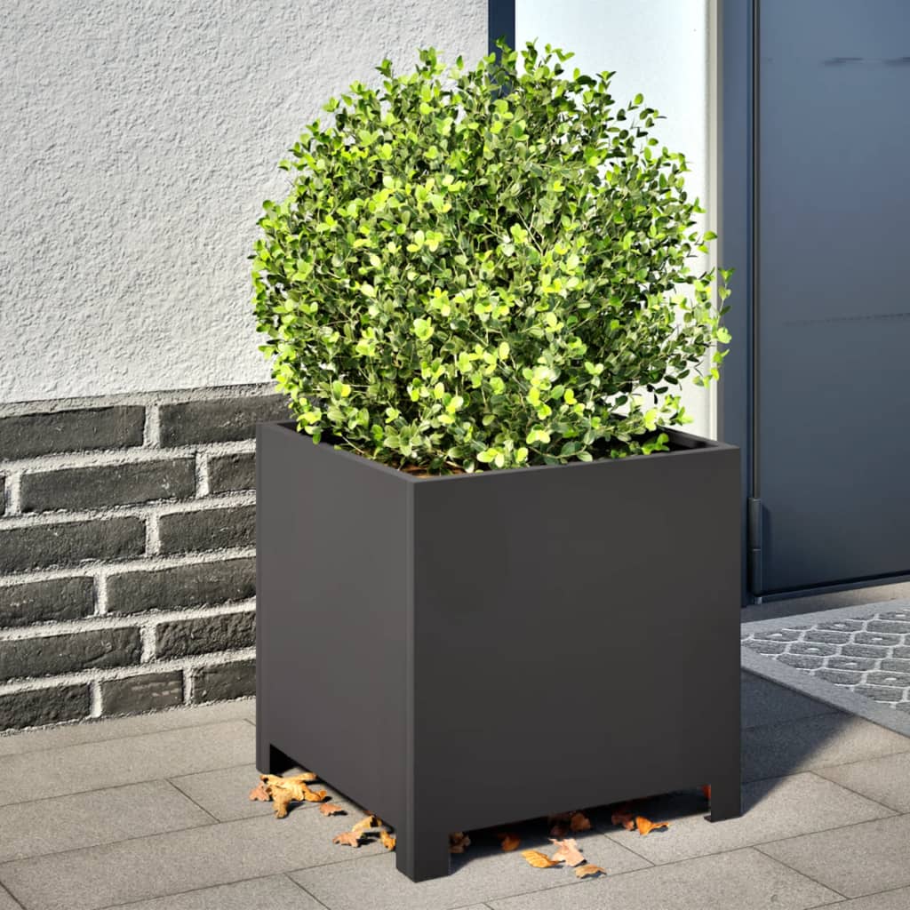 vidaXL Garden Planters 2 pcs Black 40x40x40 cm Steel