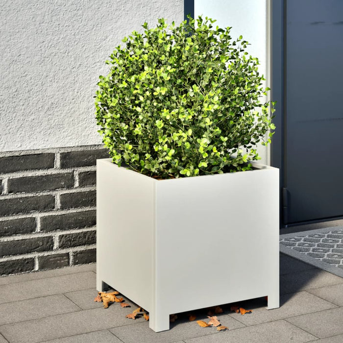 vidaXL Garden Planter White 40x40x40 cm Steel