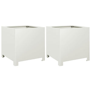 vidaXL Garden Planters 2 pcs White 40x40x40 cm Steel