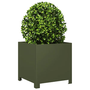 vidaXL Garden Planter Olive Green 40x40x40 cm Steel