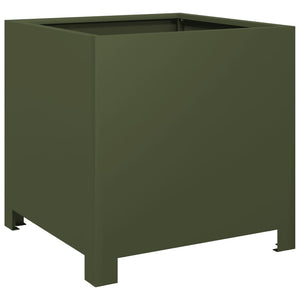 vidaXL Garden Planter Olive Green 40x40x40 cm Steel