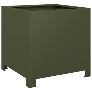 vidaXL Garden Planters 2 pcs Olive Green 40x40x40 cm Steel