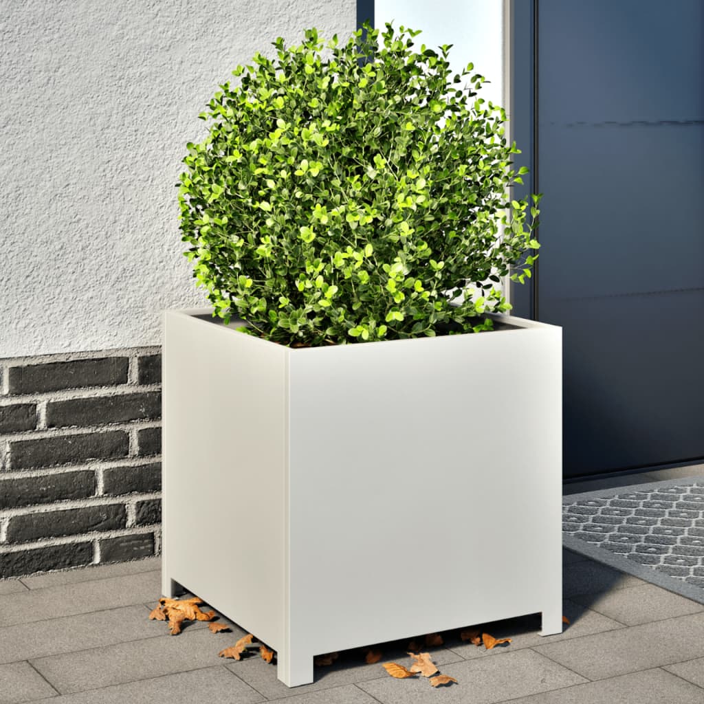 vidaXL Garden Planter White 50x50x50 cm Steel