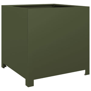 vidaXL Garden Planter Olive Green 50x50x50 cm Steel