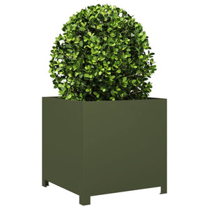 vidaXL Garden Planter Olive Green 50x50x50 cm Steel