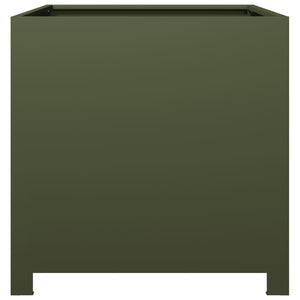 vidaXL Garden Planter Olive Green 50x50x50 cm Steel