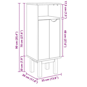 vidaXL Bathroom Cabinet OTTA 35x30x90 cm Solid Wood Pine