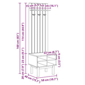 vidaXL Hall Unit OTTA 50x40x160 cm Solid Wood Pine