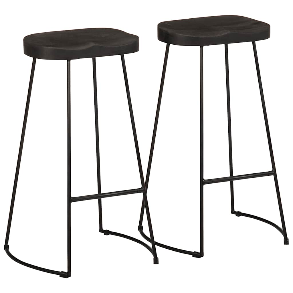 vidaXL Bar Stools 2 pcs Black 45x40x78 cm Solid Wood Mango