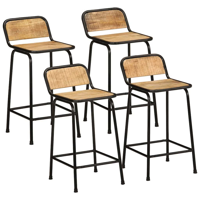 vidaXL Bar Stools 4 pcs 46x35.5x80 cm Solid Wood Rough Mango