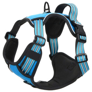 vidaXL Dog Harness with Reflective Stripes Adjustable Blue M