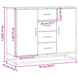 vidaXL Sideboard Black 92x35x76 cm Engineered Wood