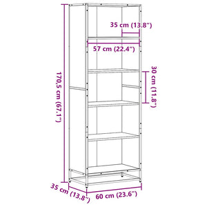 vidaXL Bookcase Black 60x35x170.5 cm Engineered Wood