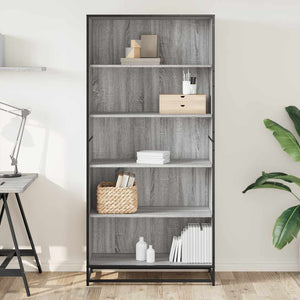 vidaXL Bookcase Grey Sonoma 80.5x35x170.5 cm Engineered Wood