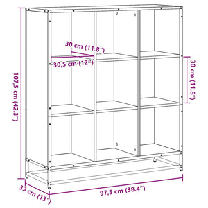 vidaXL Bookcase Black 97.5x33x107.5 cm Engineered Wood and Metal