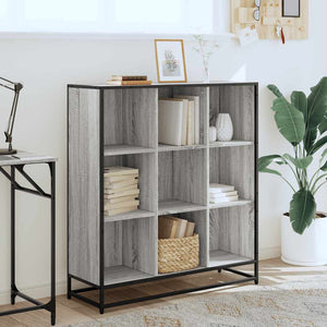 vidaXL Bookcase Grey Sonoma 97.5x33x107.5 cm Engineered Wood and Metal