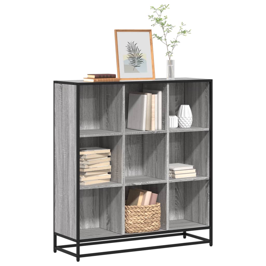 vidaXL Bookcase Grey Sonoma 97.5x33x107.5 cm Engineered Wood and Metal