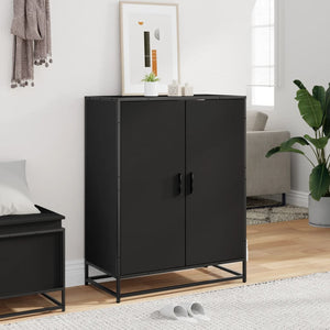 vidaXL Shoe Cabinet Black 75x38x97.5 cm Engineered Wood and Metal