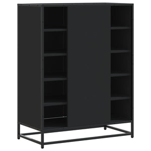 vidaXL Shoe Cabinet Black 75x38x97.5 cm Engineered Wood and Metal