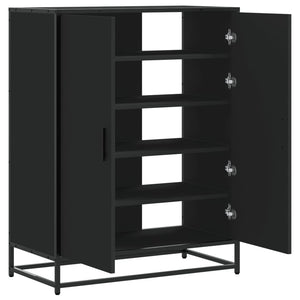 vidaXL Shoe Cabinet Black 75x38x97.5 cm Engineered Wood and Metal