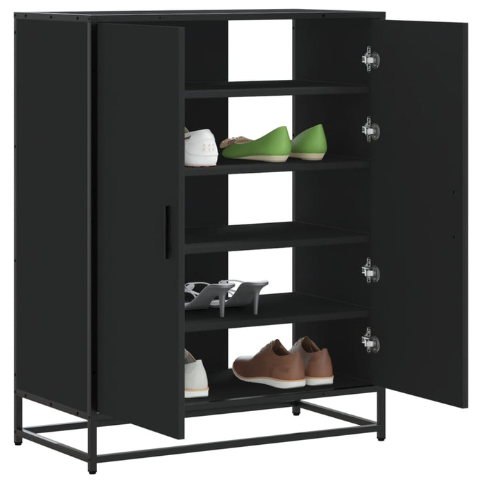 vidaXL Shoe Cabinet Black 75x38x97.5 cm Engineered Wood and Metal