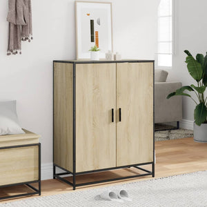 vidaXL Shoe Cabinet Sonoma Oak 75x38x97.5 cm Engineered Wood and Metal