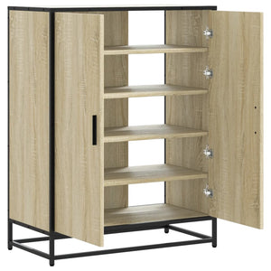 vidaXL Shoe Cabinet Sonoma Oak 75x38x97.5 cm Engineered Wood and Metal