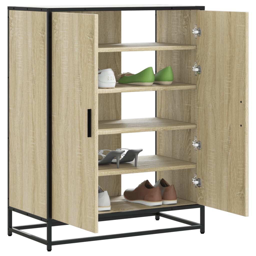 vidaXL Shoe Cabinet Sonoma Oak 75x38x97.5 cm Engineered Wood and Metal