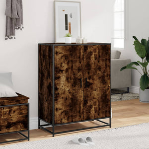 vidaXL Shoe Cabinet Smoked Oak 75x38x97.5 cm Engineered Wood and Metal