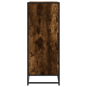 vidaXL Shoe Cabinet Smoked Oak 75x38x97.5 cm Engineered Wood and Metal