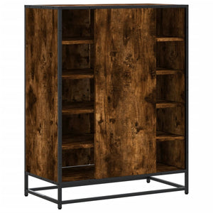 vidaXL Shoe Cabinet Smoked Oak 75x38x97.5 cm Engineered Wood and Metal