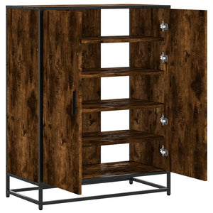 vidaXL Shoe Cabinet Smoked Oak 75x38x97.5 cm Engineered Wood and Metal