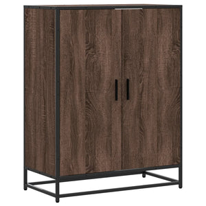 vidaXL Shoe Cabinet Brown Oak 75x38x97.5 cm Engineered Wood and Metal