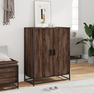 vidaXL Shoe Cabinet Brown Oak 75x38x97.5 cm Engineered Wood and Metal