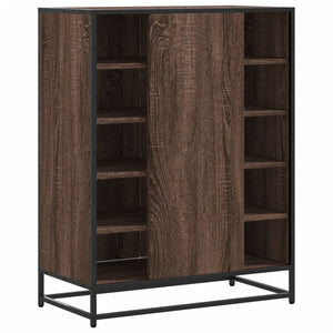 vidaXL Shoe Cabinet Brown Oak 75x38x97.5 cm Engineered Wood and Metal