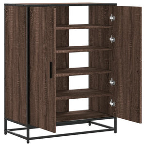 vidaXL Shoe Cabinet Brown Oak 75x38x97.5 cm Engineered Wood and Metal