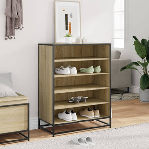 vidaXL Shoe Cabinet Sonoma Oak 75x38x97.5 cm Engineered Wood and Metal