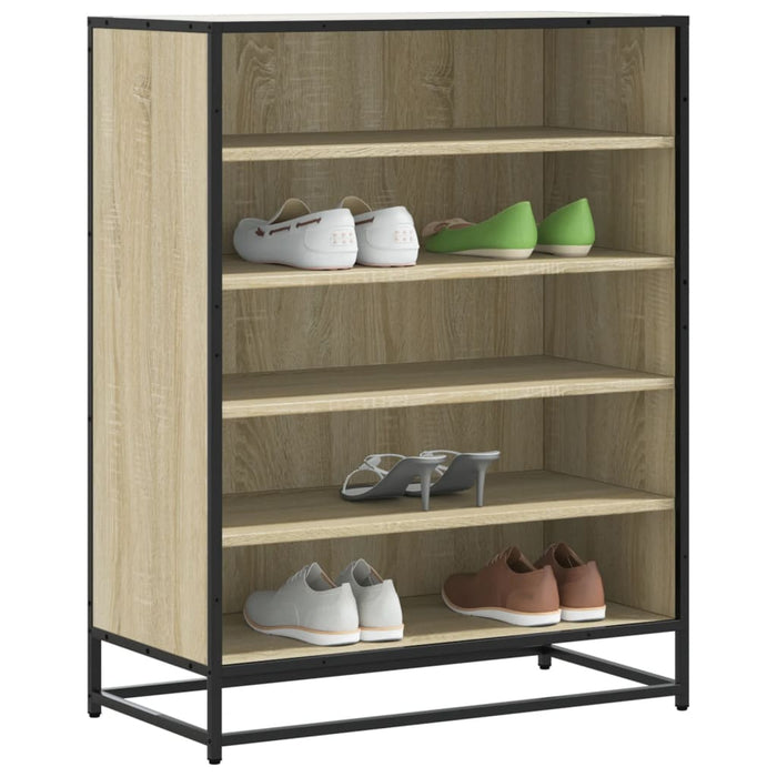 vidaXL Shoe Cabinet Sonoma Oak 75x38x97.5 cm Engineered Wood and Metal