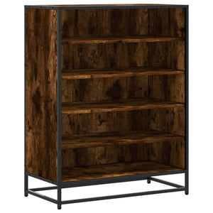 vidaXL Shoe Cabinet Smoked Oak 75x38x97.5 cm Engineered Wood and Metal