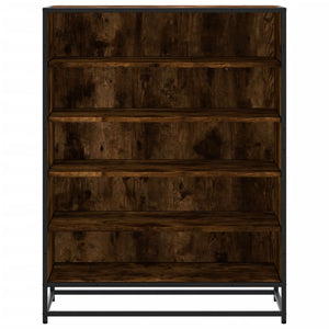 vidaXL Shoe Cabinet Smoked Oak 75x38x97.5 cm Engineered Wood and Metal