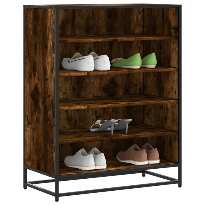 vidaXL Shoe Cabinet Smoked Oak 75x38x97.5 cm Engineered Wood and Metal