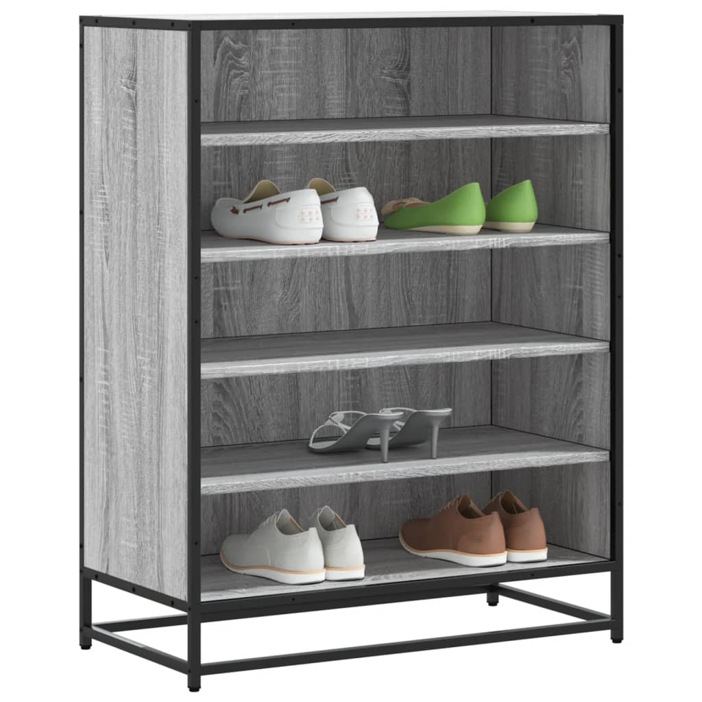 vidaXL Shoe Cabinet Grey Sonoma 75x38x97.5 cm Engineered Wood and Metal