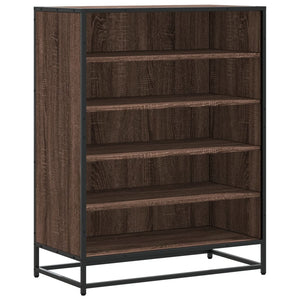 vidaXL Shoe Cabinet Brown Oak 75x38x97.5 cm Engineered Wood and Metal